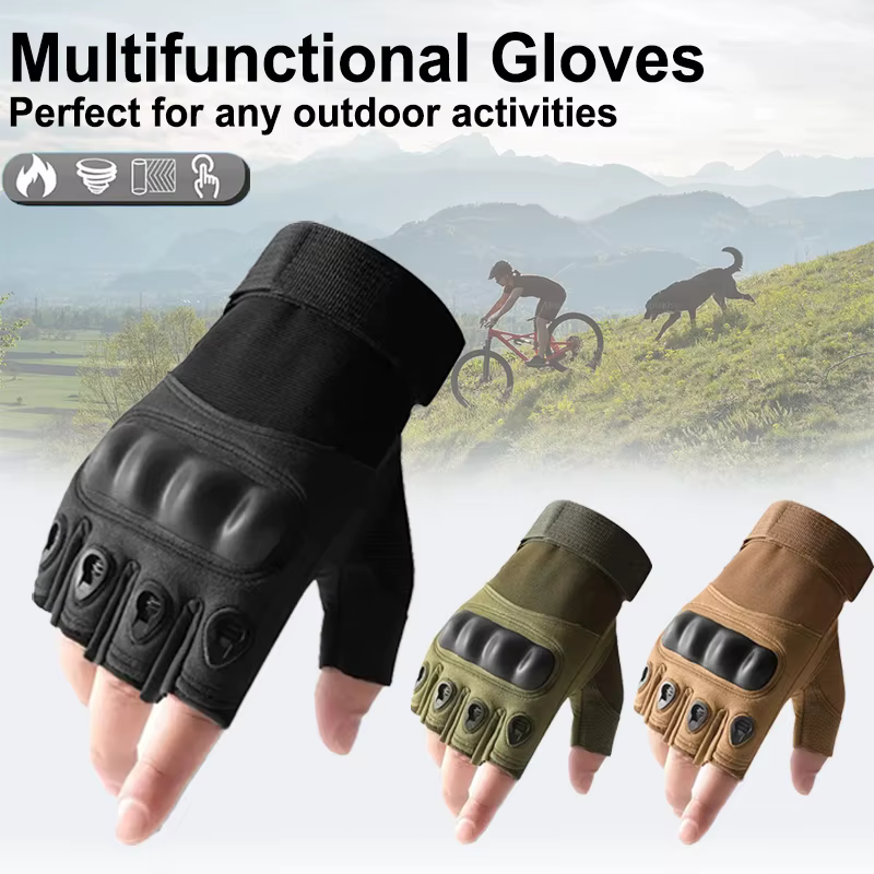 1Pair Tactical Fingerless Gloves for Men - Ideal for Outdoor Sports, S - cycling at ShoplyHub