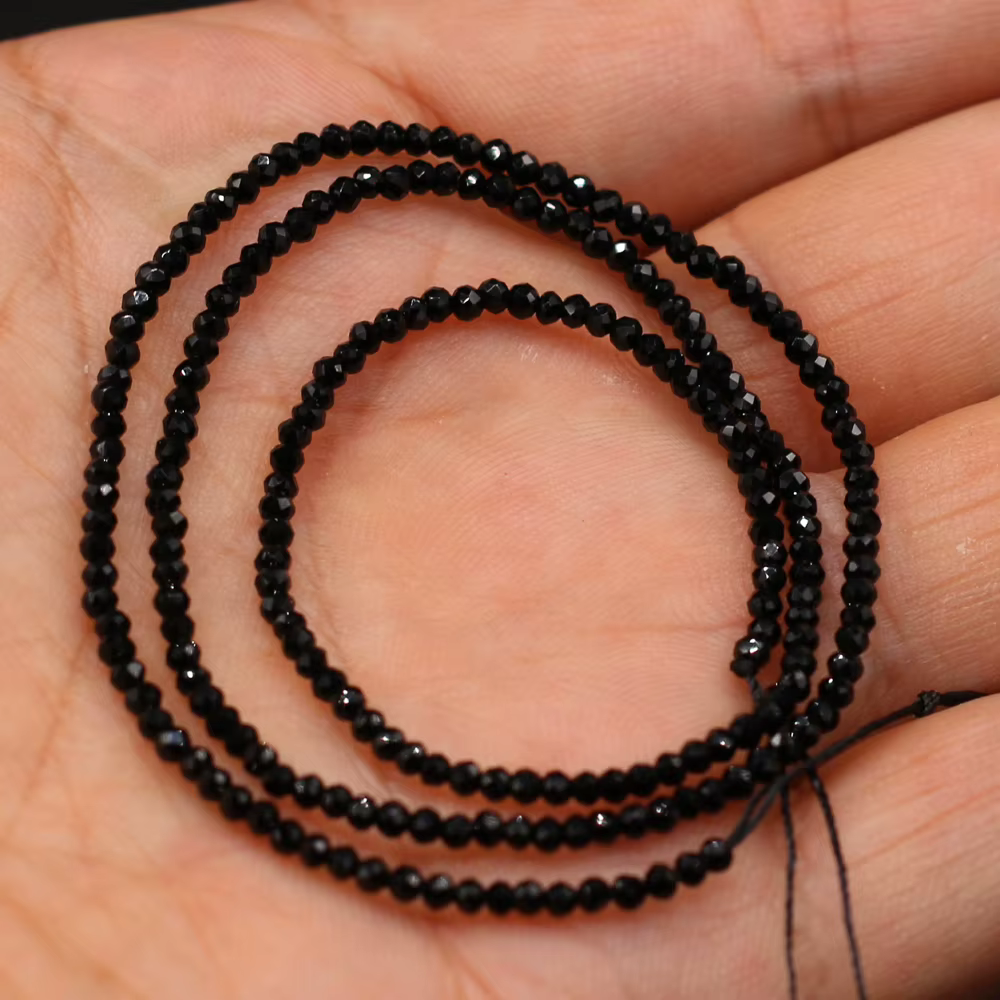 2mm Black Natural Semi-Precious Stone Spinel Loose Bead for Women Jewelry Making DIY Women Bracelet Necklace - view 4