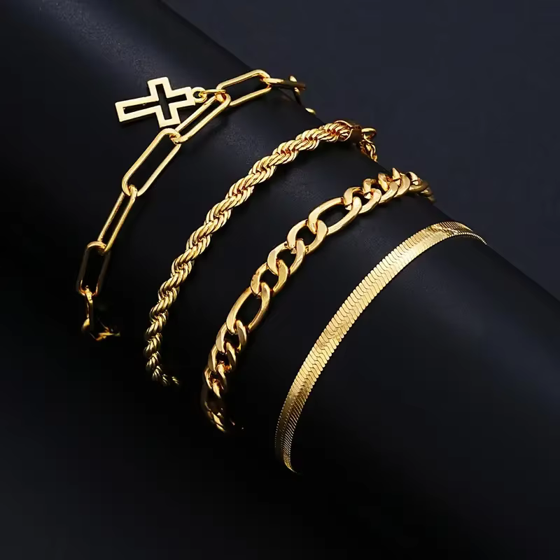 7-Piece Elegant Stainless Steel Minimalist Cross Pendant Jewelry Set for Men Chain Necklace Bracelet Jewelry for - view 4