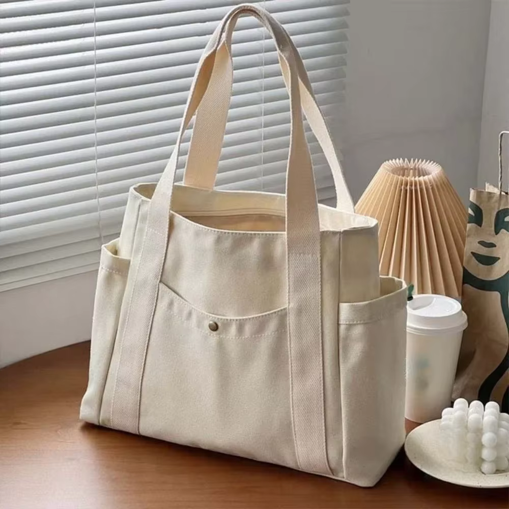 Large Capacity Canvas Tote Bags for Work Commuting Carrying Bag College Style Student Outfit Book Shoulder Bag Bolsos - view 5