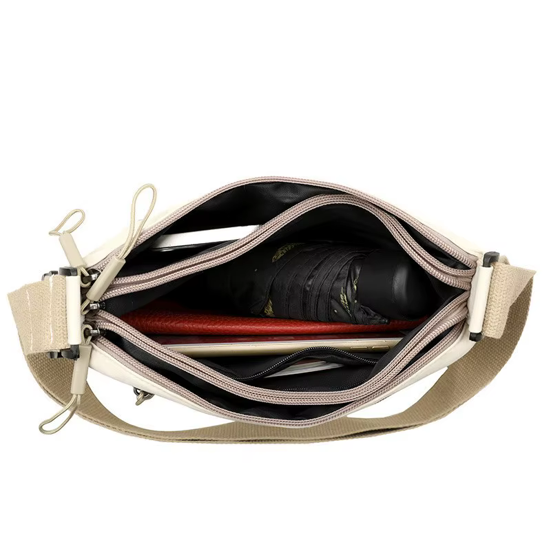 3 Main Pockets High Capacity Shoulder Crossbody Bag for Women Multi-pocket Purse Canvas Handbag Suitable for Mothers - view 5