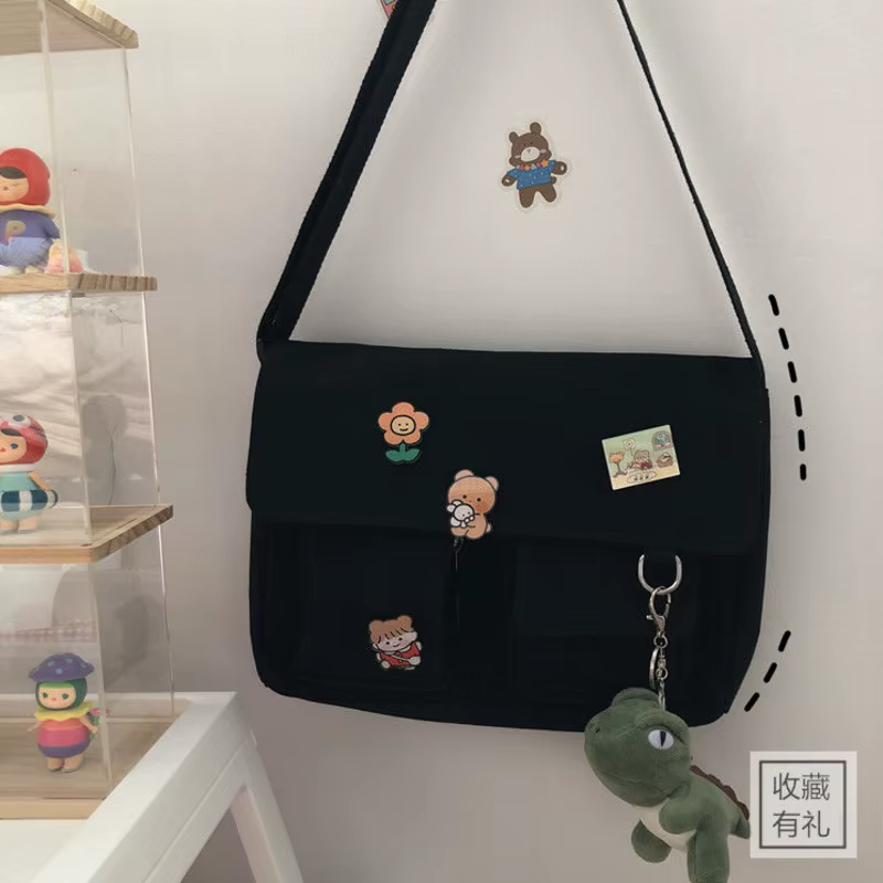 Women Simple Messenger Bag Casual Satchel Ladies Handbags Shoulder Bag Pouch Girls Sweet Printed Canvas Cross School - view 5
