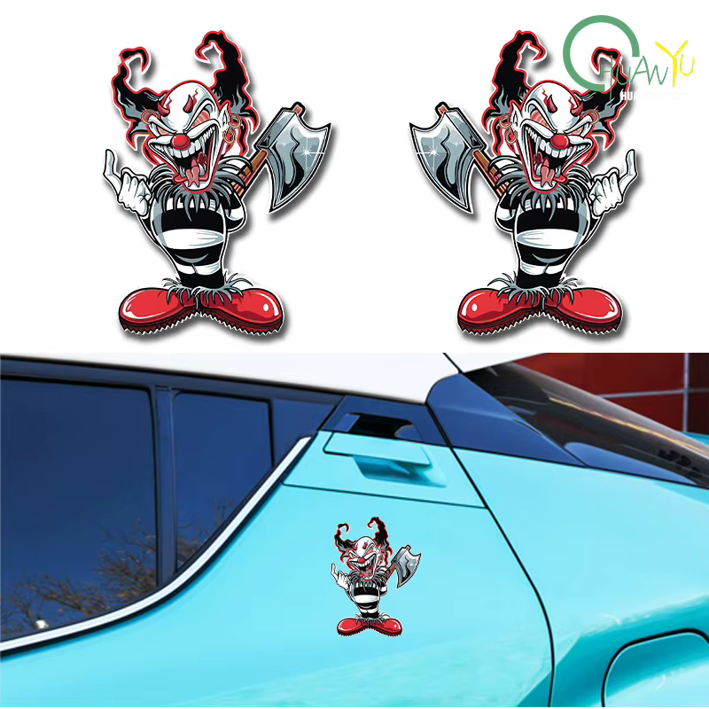 Exterior Accessories Interesting Evil Clown Car Sticker Cover Scratche - magnetic 4 in 1 bluetooth selfie stick at ShoplyHub
