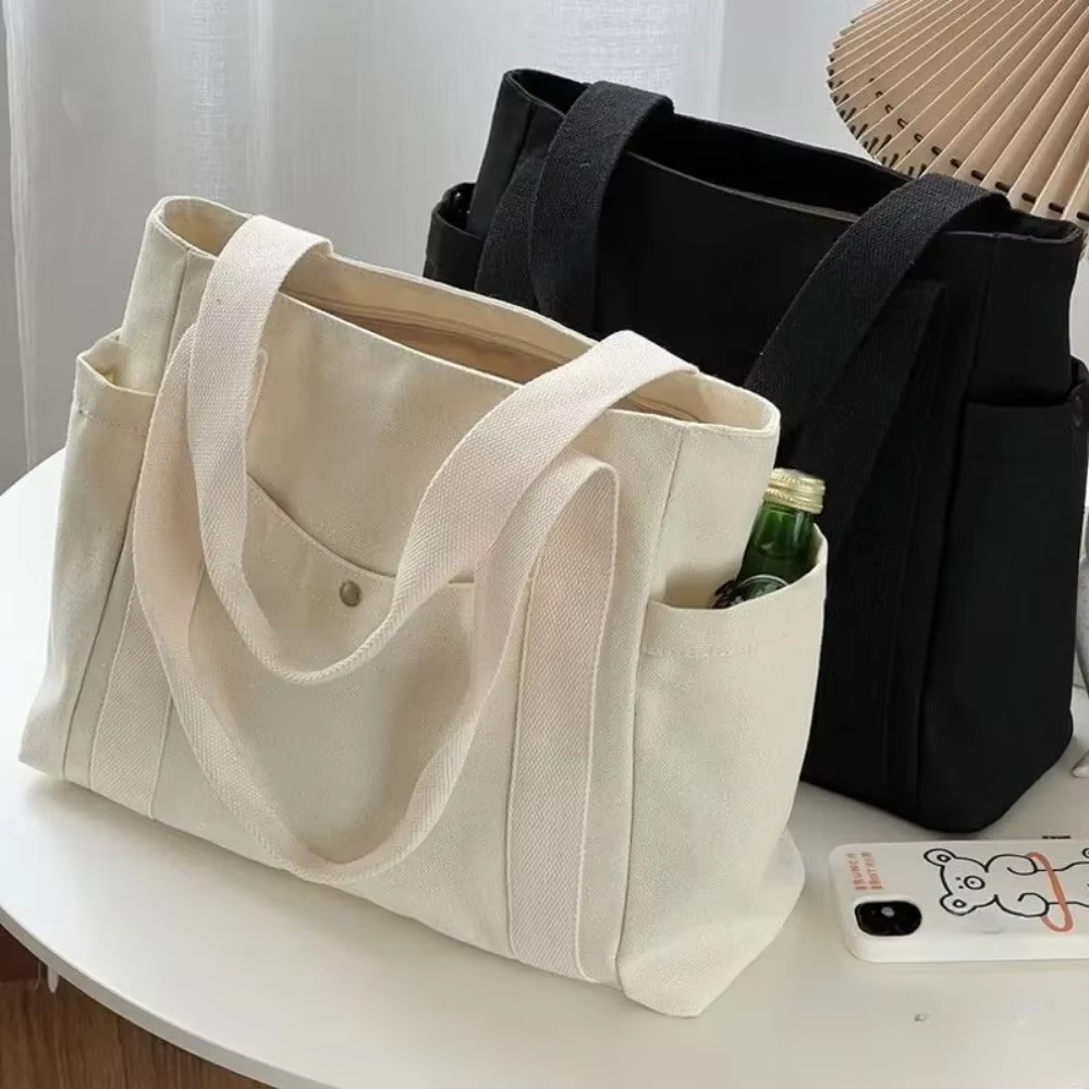 Large Capacity Canvas Tote Bags for Work Commuting Carrying Bag College Style Student Outfit Book Shoulder Bag Bolsos - view 2