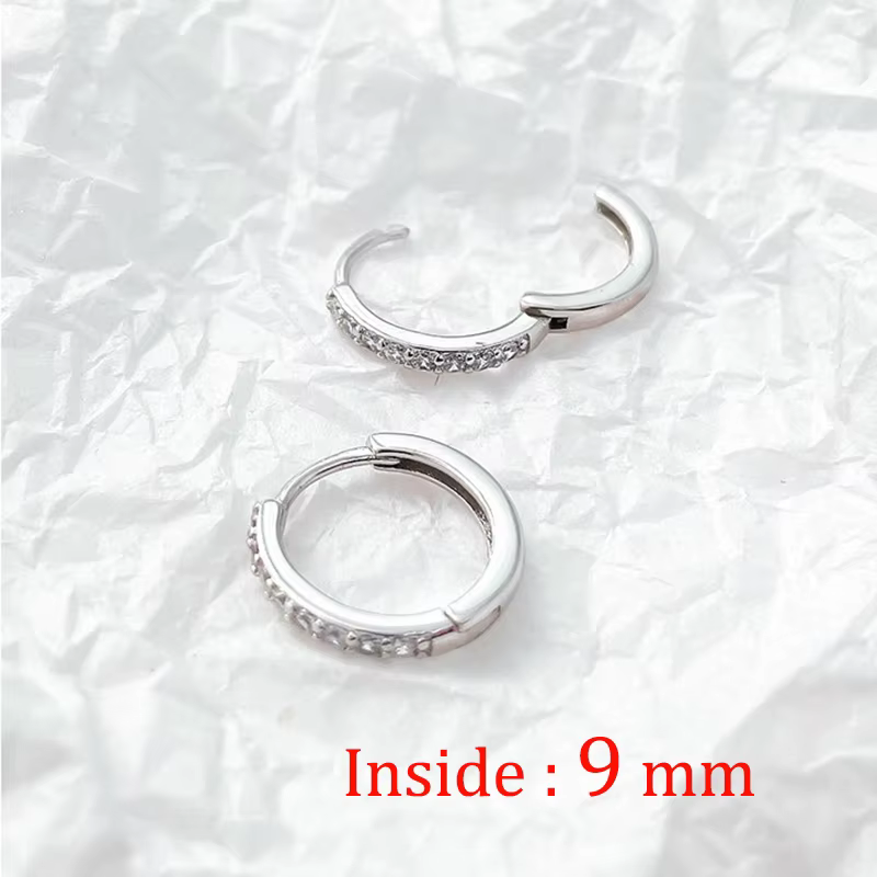 2PCS Stainless Steel Minimal Crystal Zirconia Hoop Earrings Gold Silver Color Small Huggie Cartilage Earring Piercing - view 2