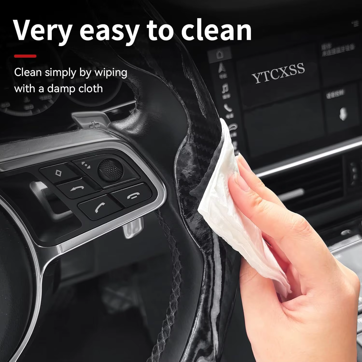 Car Carbon Fiber Pattern Car Steering Wheel Cover Non-slip Card Cover Auto Steering Booster Protective Cover Wheel - view 4