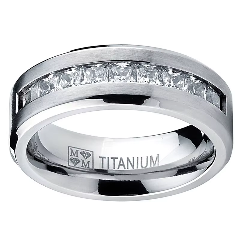 Hot Selling Silver Plated Stainless Steel Rings For Men Square Cubic Zircon Ring Jewelry Accessories Size 7-13