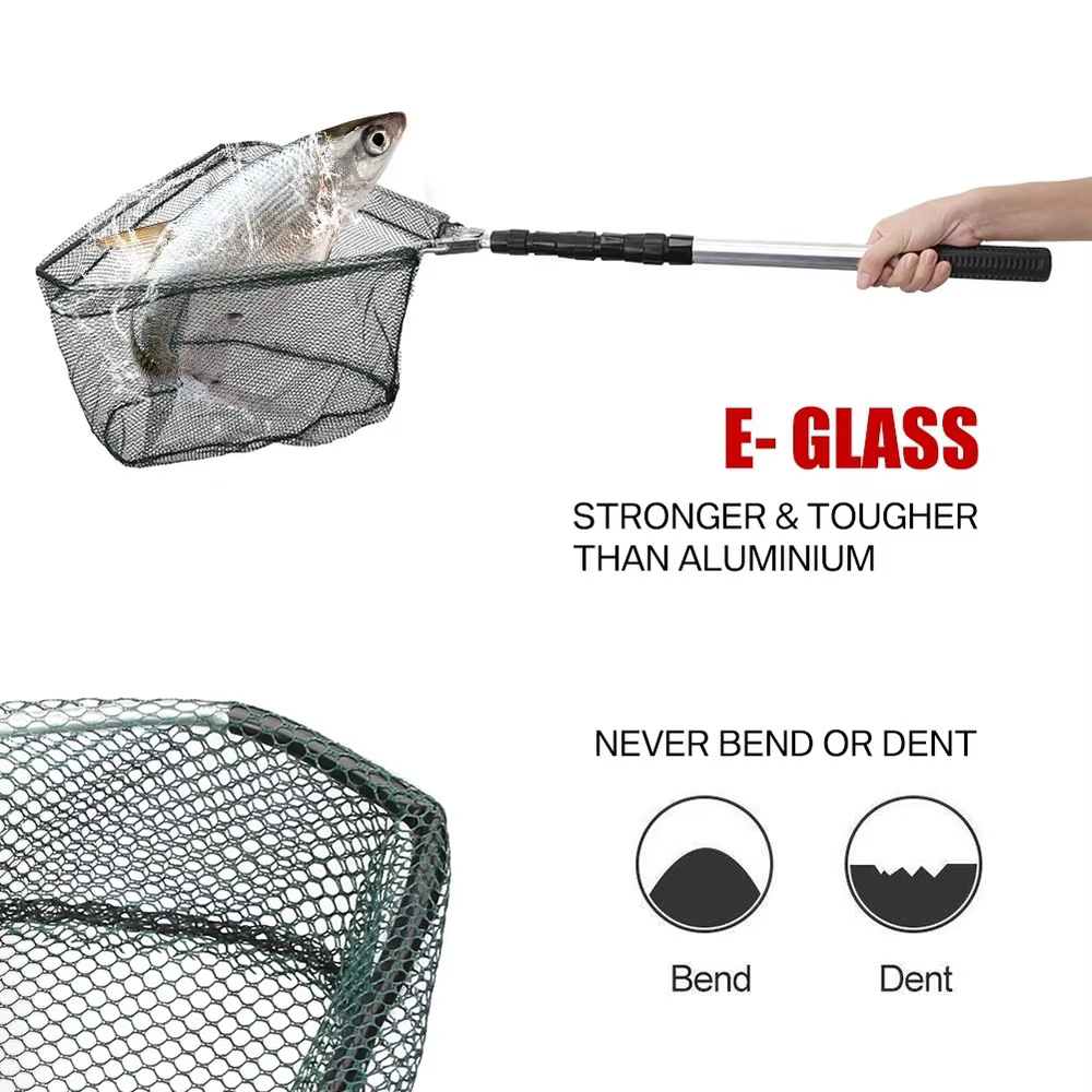 Fishing Landing Net Aluminum Alloy Durable Telescoping Extend to 190cm/130cm/55cm Folding Mesh Safe Fish Catching - view 3