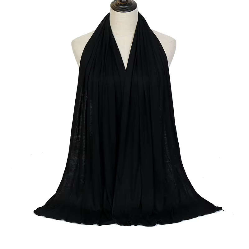 170x60cm Modal Jersey Instant Hijab Long Stretchy Soft Breathable Solid Color Head Wrap Shawl for Muslim Ladies Ramadan