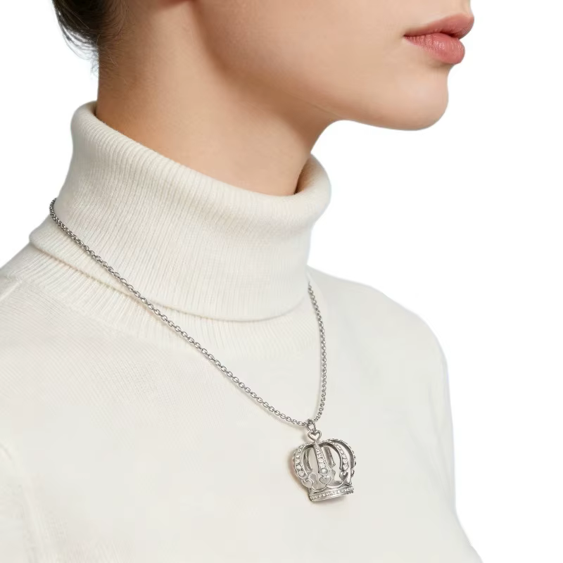 Elegant Crown Pendant Necklace Large Clavicle Chain Sweater Chain Fashion Jewelry Accessory Multiple Colors for Women - view 3