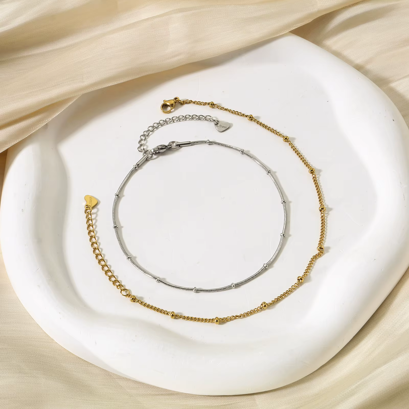 New Trendy Stainless Steel Anklet Gold Color Round Link Chains On Foot - anklet bracelet at ShoplyHub