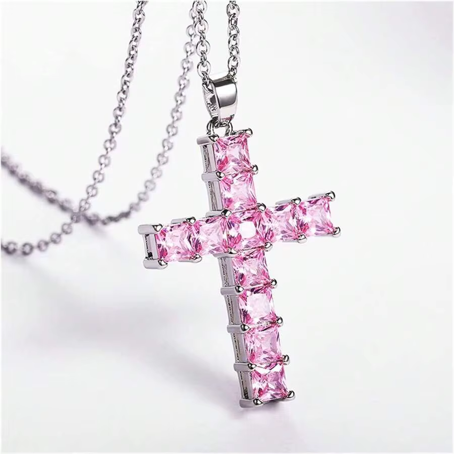 New Fashion Necklaces Female Pendants Gold Multi Color Crystal Jesus Cross Pendant For Women Necklace Party Leisure - view 5
