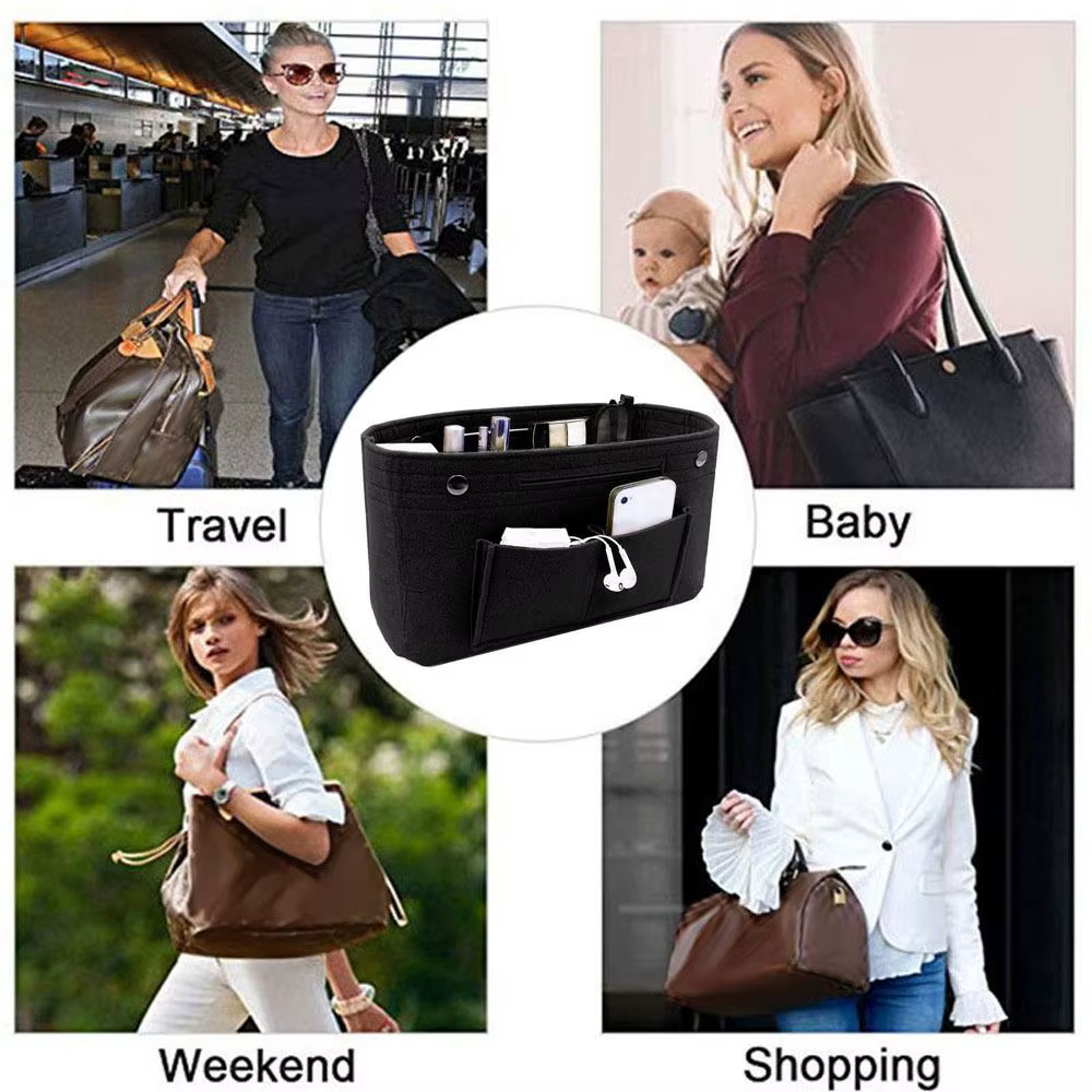Women's Organizer Handbag Insert Bag Felt Travel Bag Insert Liner Purse Organiser Pouch - view 3