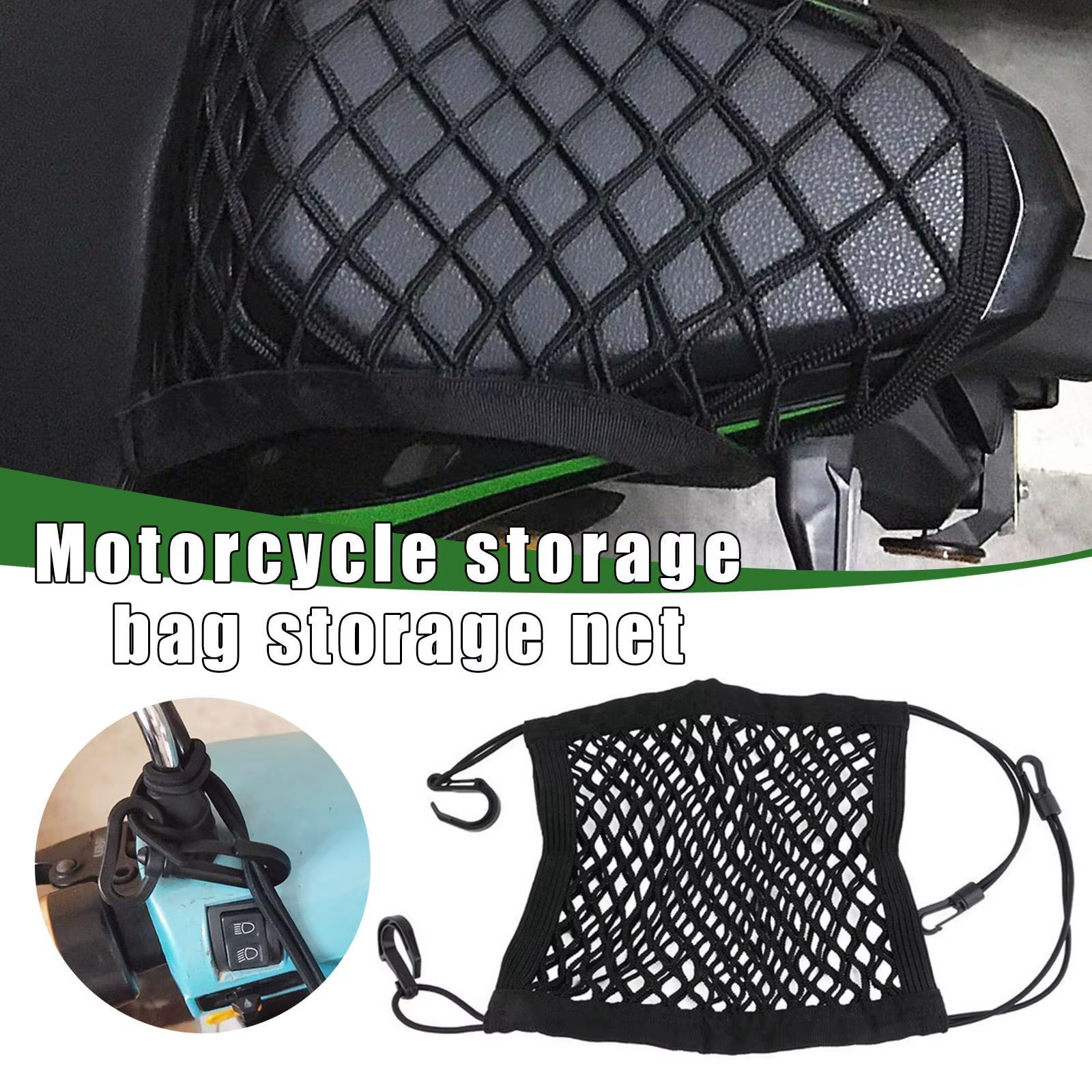 Motorcycle Nets Organizer Luggage Storage Cargo Net Luggage Hold Down Storage Cargo Organiser Net Hooks Hold Bag Bike