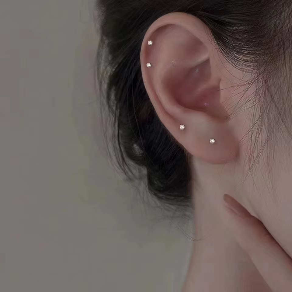 Trendy Mini Rhinestones Stud Earrings for Women Girls Daily Jewelry Cute Round Geometry Small Earrings Accessories - view 2