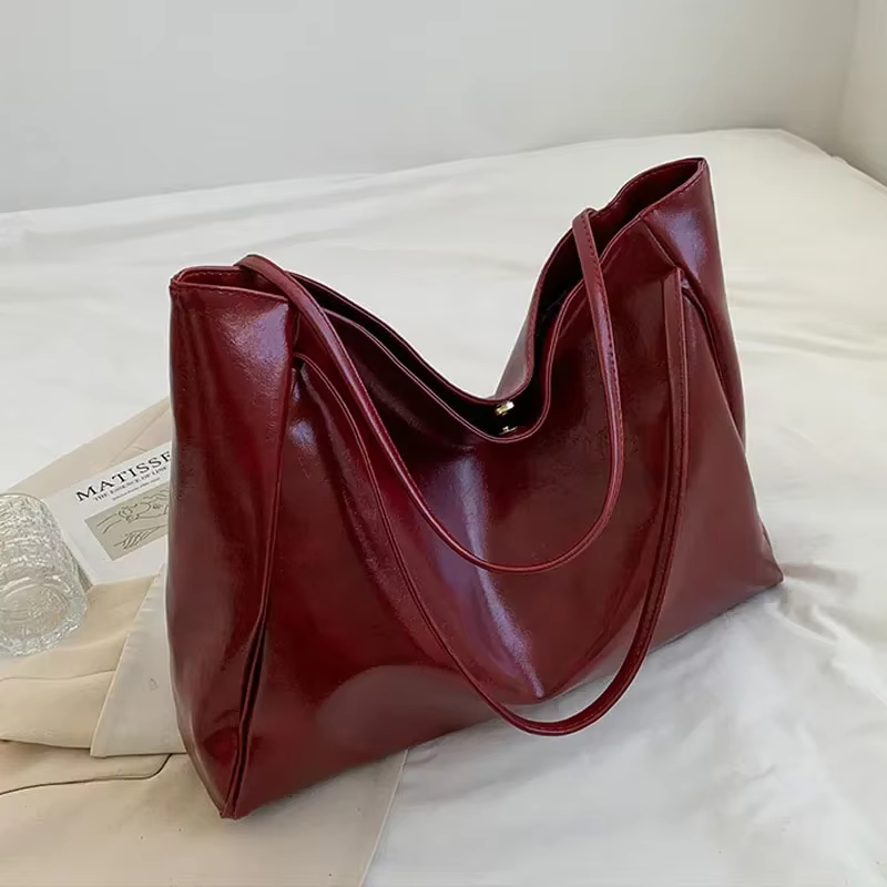 Women Tote Bag Fashion Underarm Pouch Large Capacity Soft Pu Leather S - tote bag with water bottle pocket at ShoplyHub
