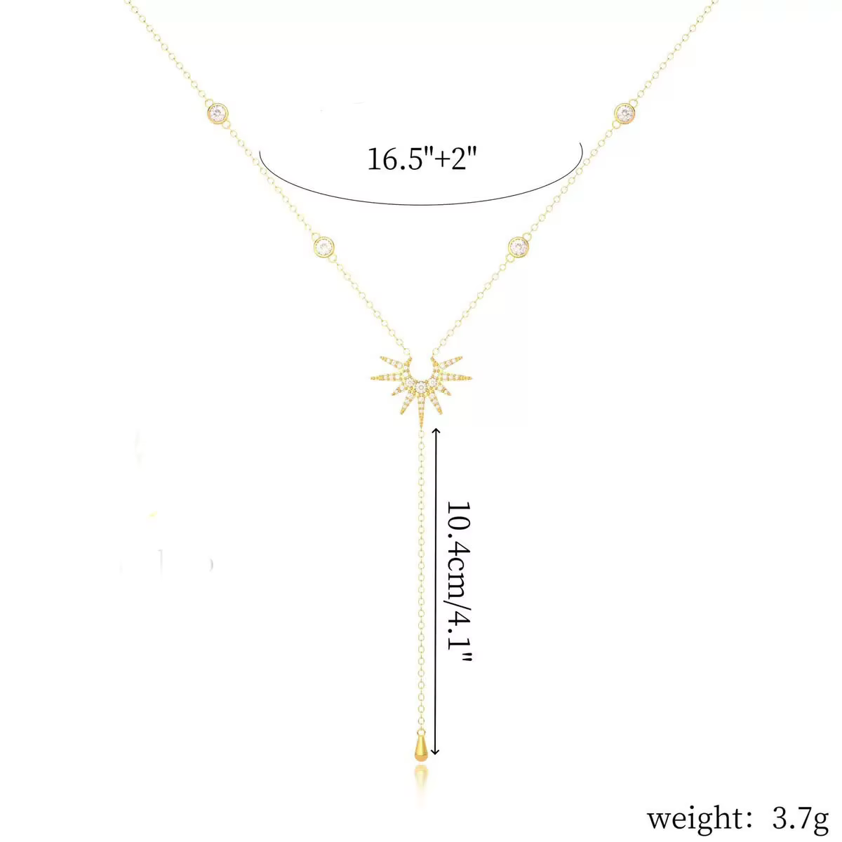 Stainless Steel Y-Shaped Pendant Necklace for Women Girls Elegant Fashion Cubic Zirconia Long Tassel Dangle Choker - view 6