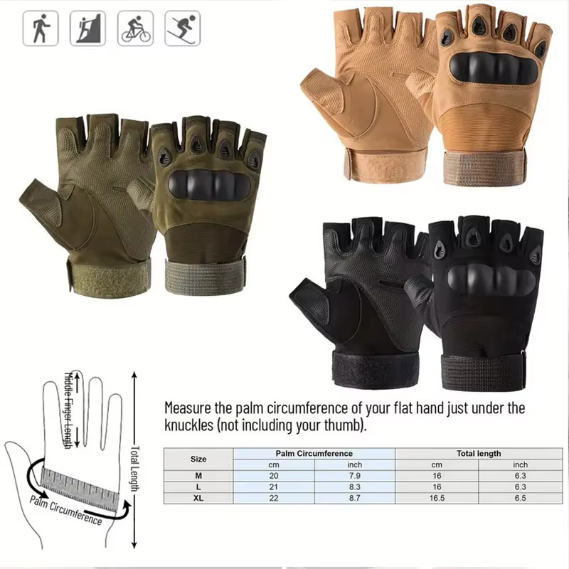 1Pair Tactical Fingerless Gloves for Men - Ideal for Outdoor Sports, Shooting, Hunting, Airsoft, and Cycling - view 2