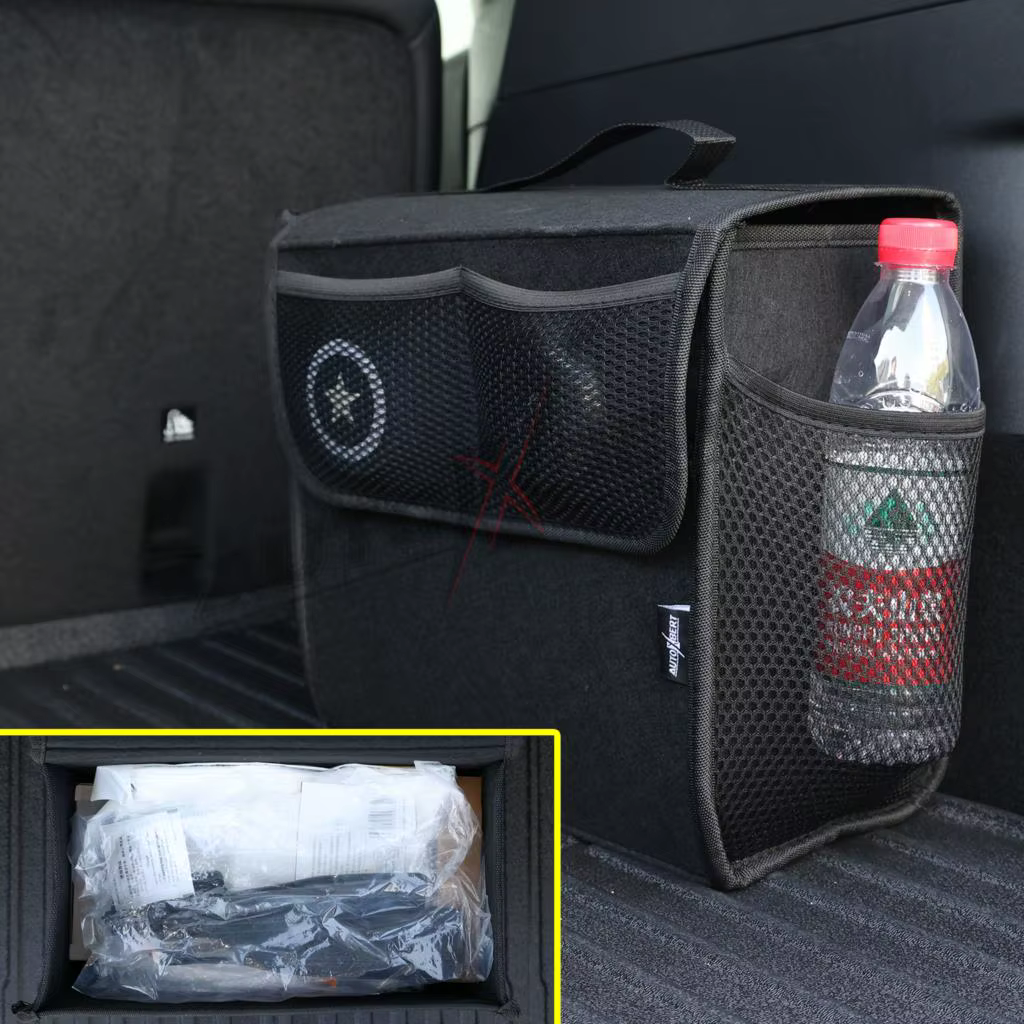 Car Trunk Organizer Felt Boot Organiser Storage Bag Box Portable Handbag Cargo Tool Holder Mesh Net Pocket Collapsible - view 3