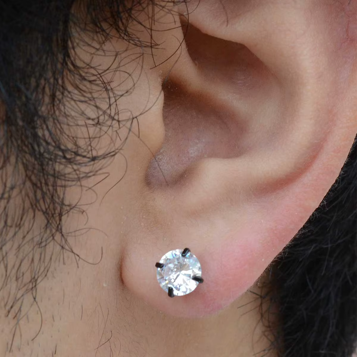 1Pair Classic Flat Back Screw Studs Stainless Steel Small Tiny Crystal Studs Earrings Women Men Piercing 4 Prong Tragus - view 5