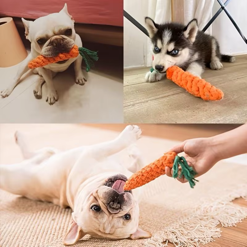 Pet Knot Toy for Dog and Cat Carrot Shape Dog Chew Toys Cotton Rope Toys for Indoor Dogs Cat Toys Dog Accessories - view 2