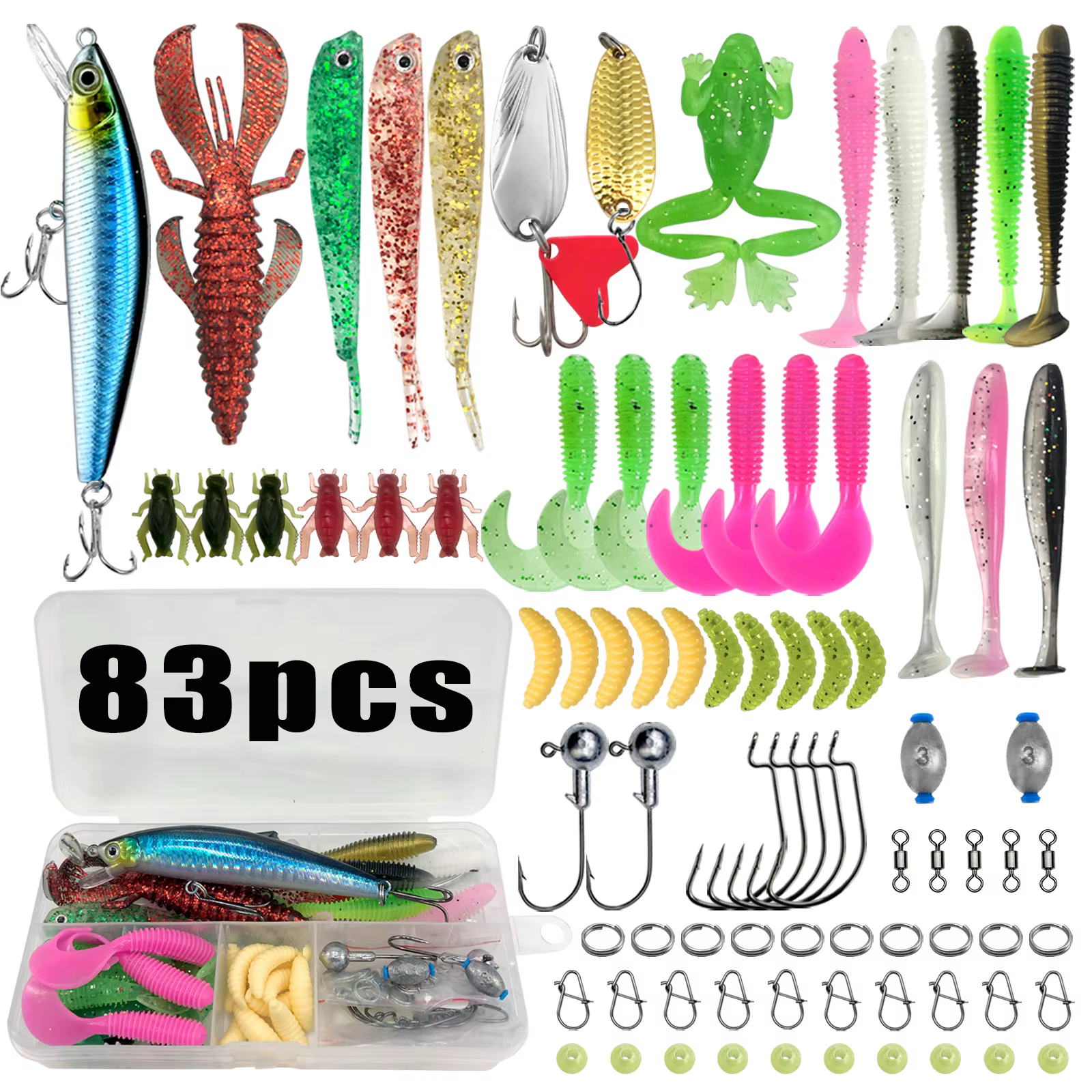 Fishing 83/133/193/239/409pcs Fishing Lure Kit For Trout/Pike/Bass Multi-Lure Fishing Set Layered Tackle Pro Gear - view 5