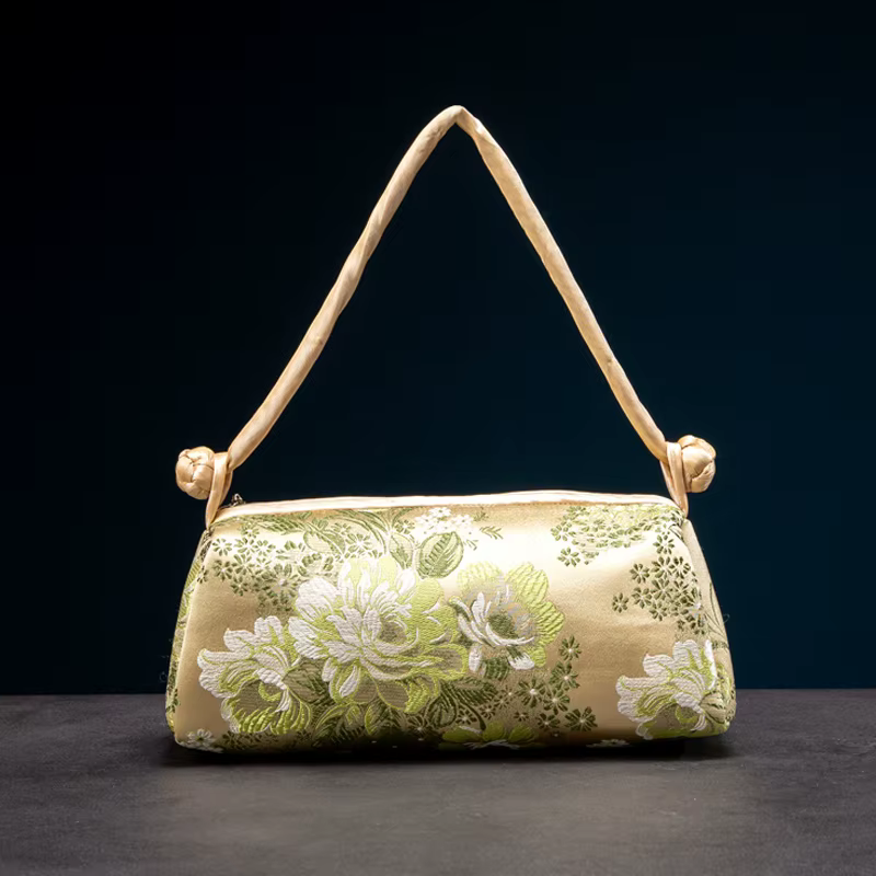 Fashion Shoulder Bag Women Handbag Luxury Embroidered Silk Bag Female Purse Small Cute Cosplay Cheongsam Flower Satin - view 4