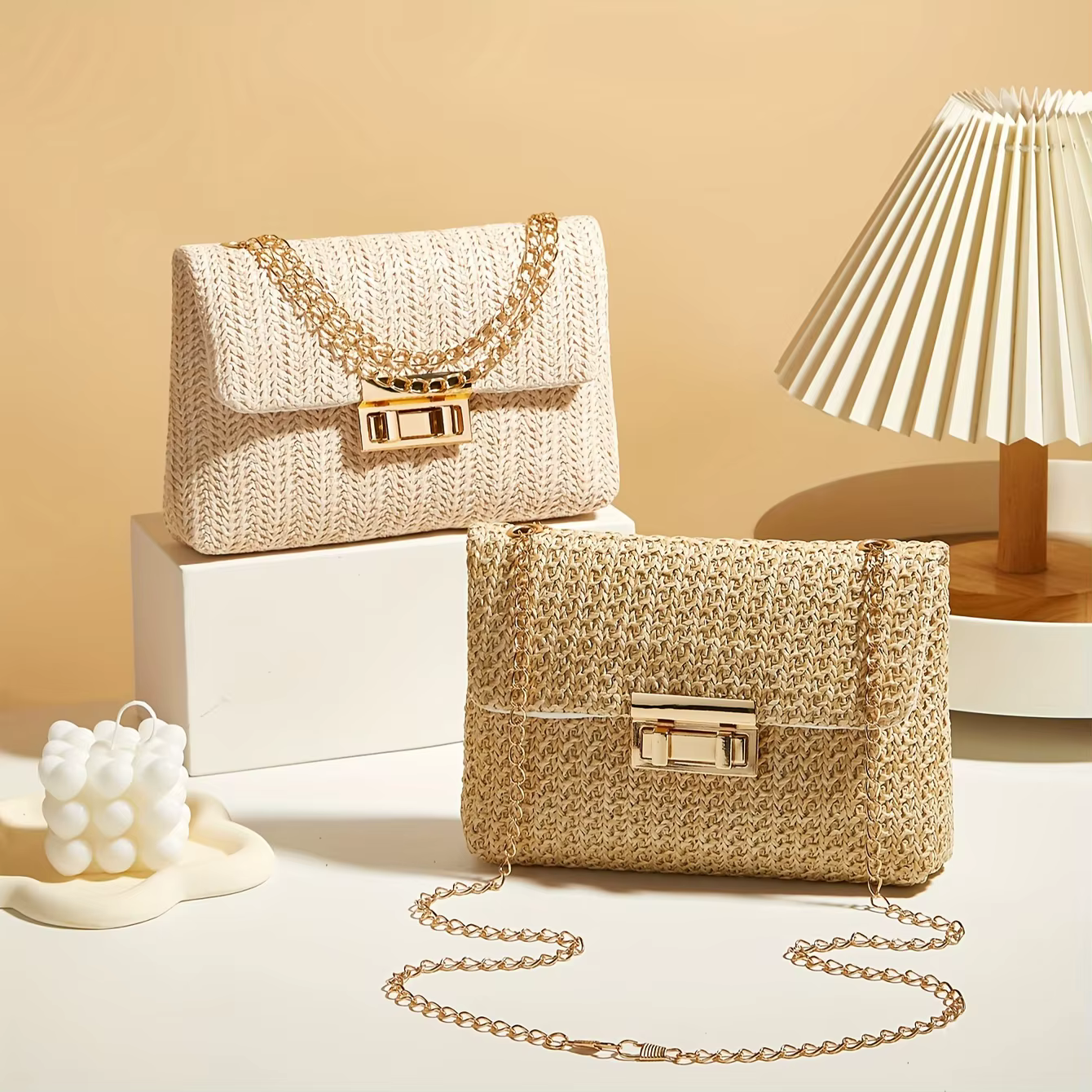 Woven Straw Handwoven Women's Shoulder Bag, Fashion Solid Color Crossb - woven bag crossbody at ShoplyHub