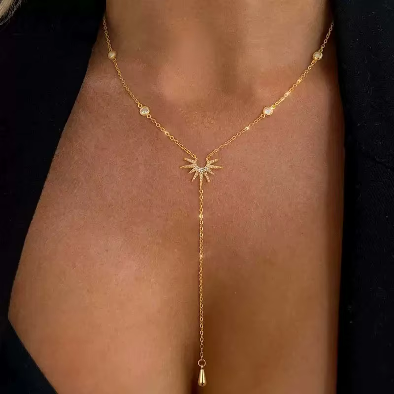 Stainless Steel Y-Shaped Pendant Necklace for Women Girls Elegant Fash - pendant necklaces for women at ShoplyHub