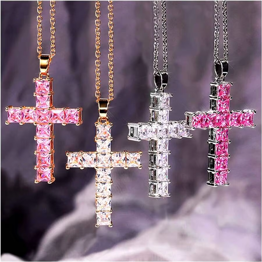 New Fashion Necklaces Female Pendants Gold Multi Color Crystal Jesus C - gold necklace with pendant at ShoplyHub
