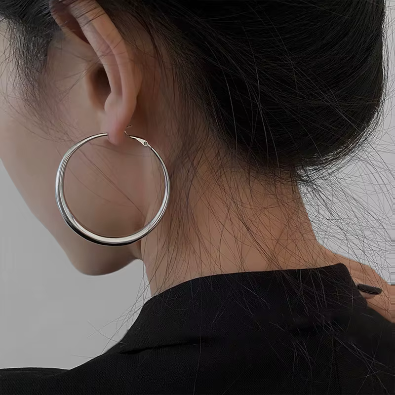 Fashion Exaggerated Big Circle Hoop Earrings for Women Statement Jewelry Smooth Circle Earrings Femme Boucles D'oreilles - view 4