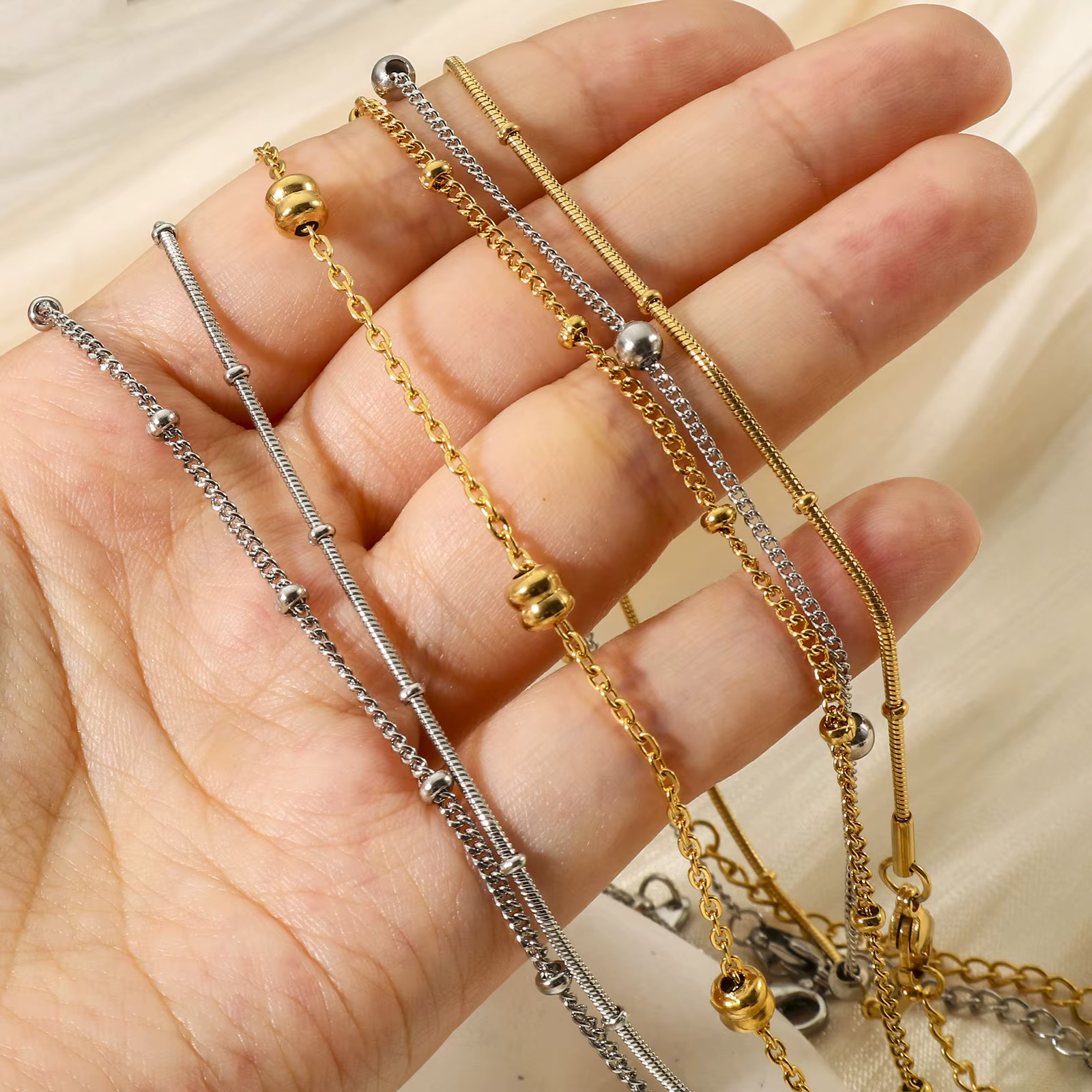 New Trendy Stainless Steel Anklet Gold Color Round Link Chains On Foot Barefoot Sandals Anklet Bracelet Women Summer - view 3