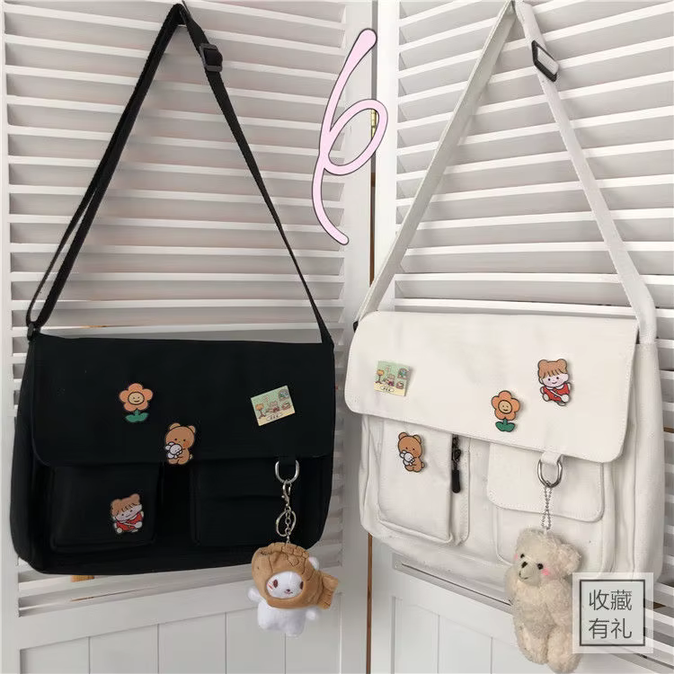 Women Simple Messenger Bag Casual Satchel Ladies Handbags Shoulder Bag Pouch Girls Sweet Printed Canvas Cross School - view 4