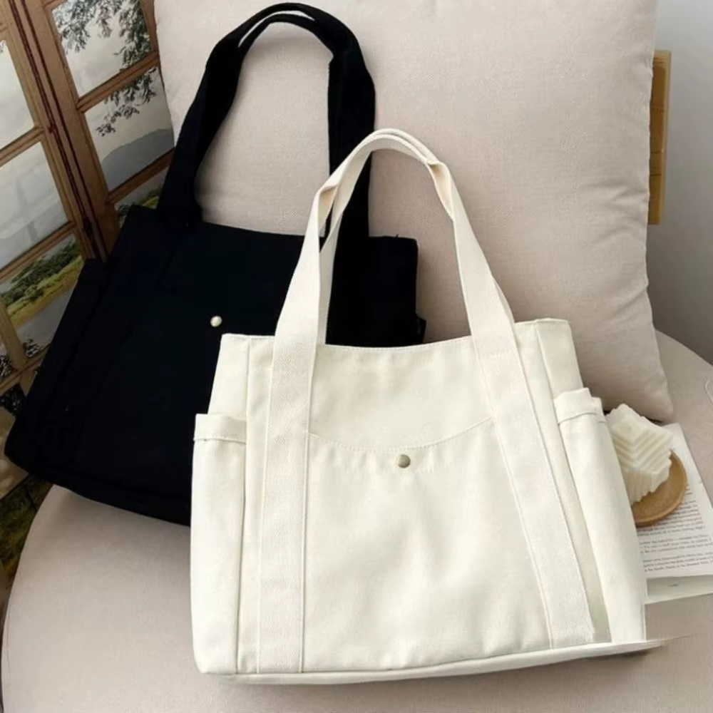 Large Capacity Canvas Tote Bags for Work Commuting Carrying Bag College Style Student Outfit Book Shoulder Bag Shopping - view 3