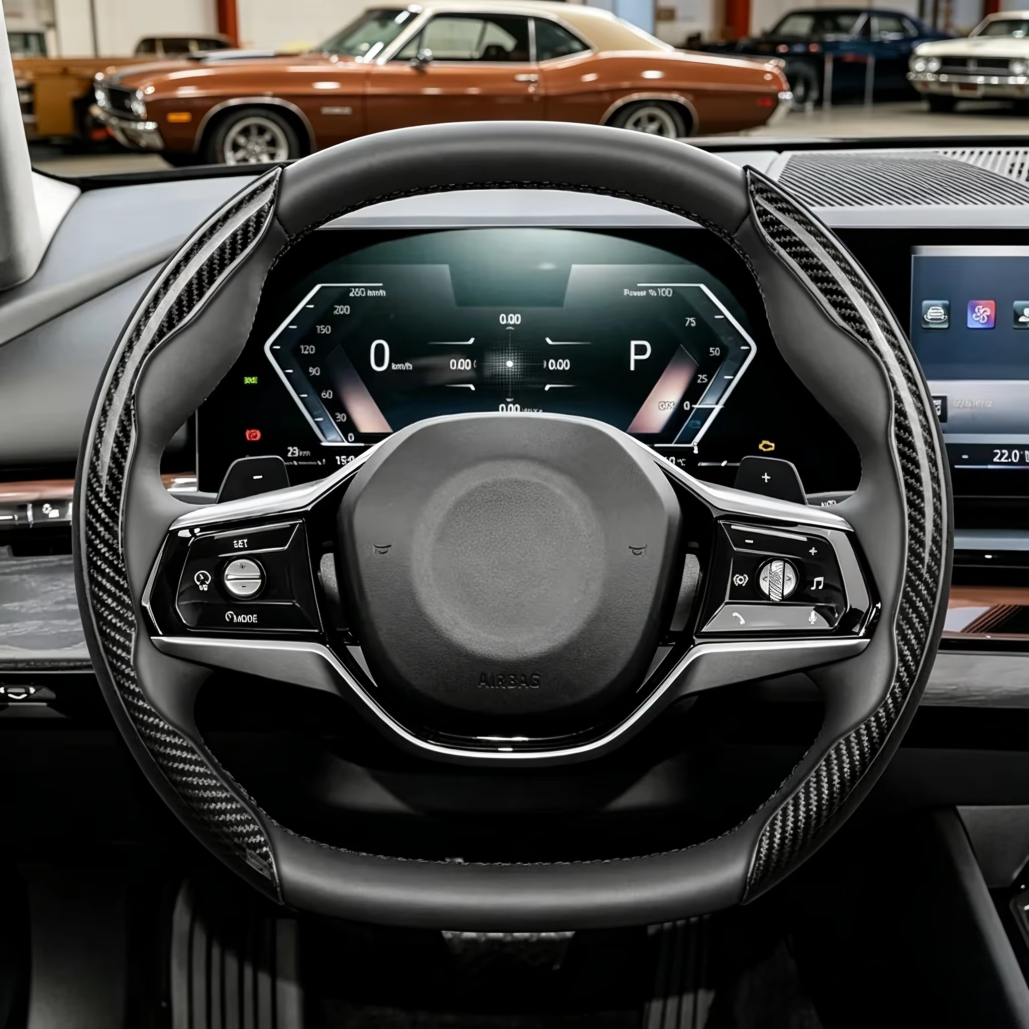 Car Carbon Fiber Pattern Car Steering Wheel Cover Non-slip Card Cover Auto Steering Booster Protective Cover Wheel - view 2