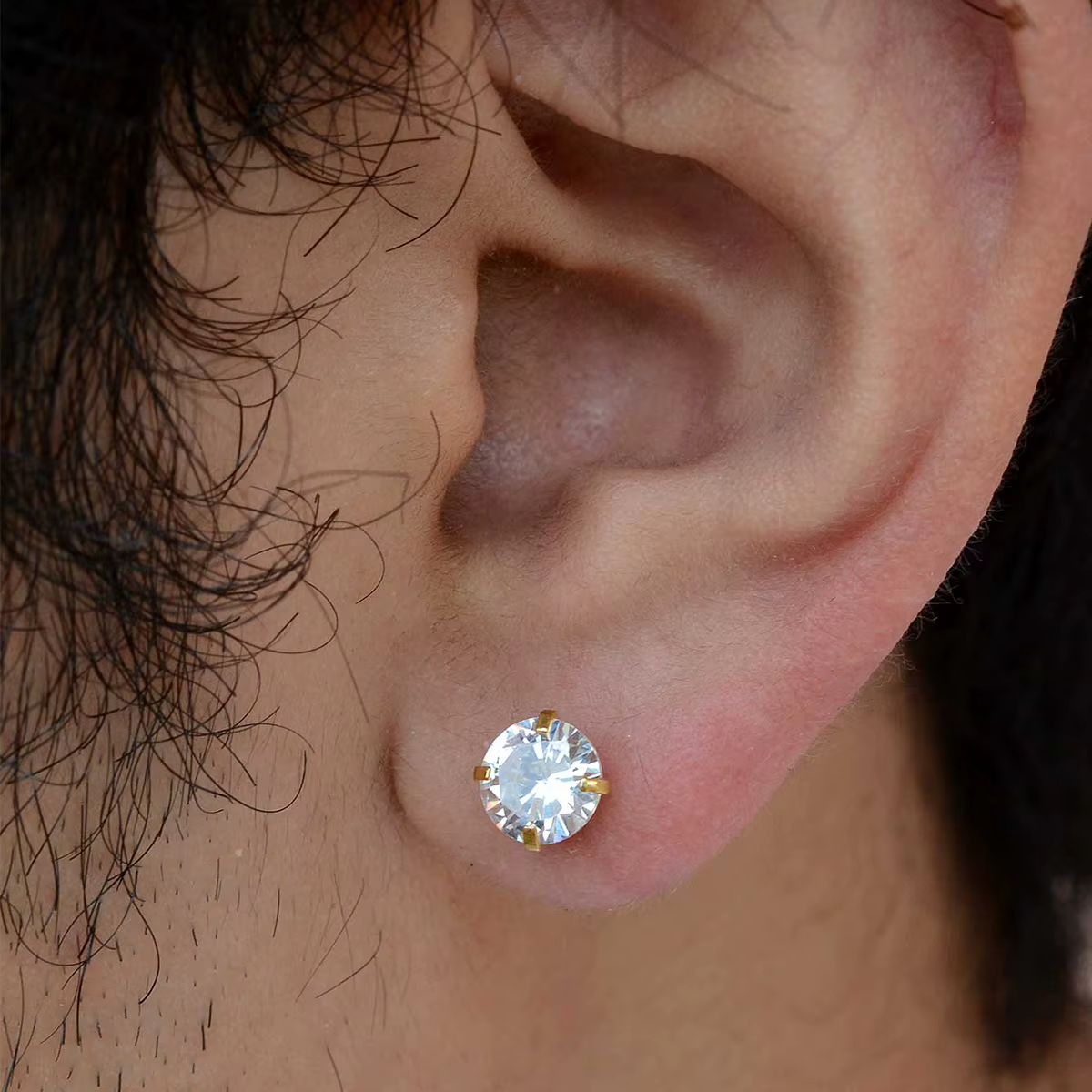 1Pair Classic Flat Back Screw Studs Stainless Steel Small Tiny Crystal Studs Earrings Women Men Piercing 4 Prong Tragus - view 6