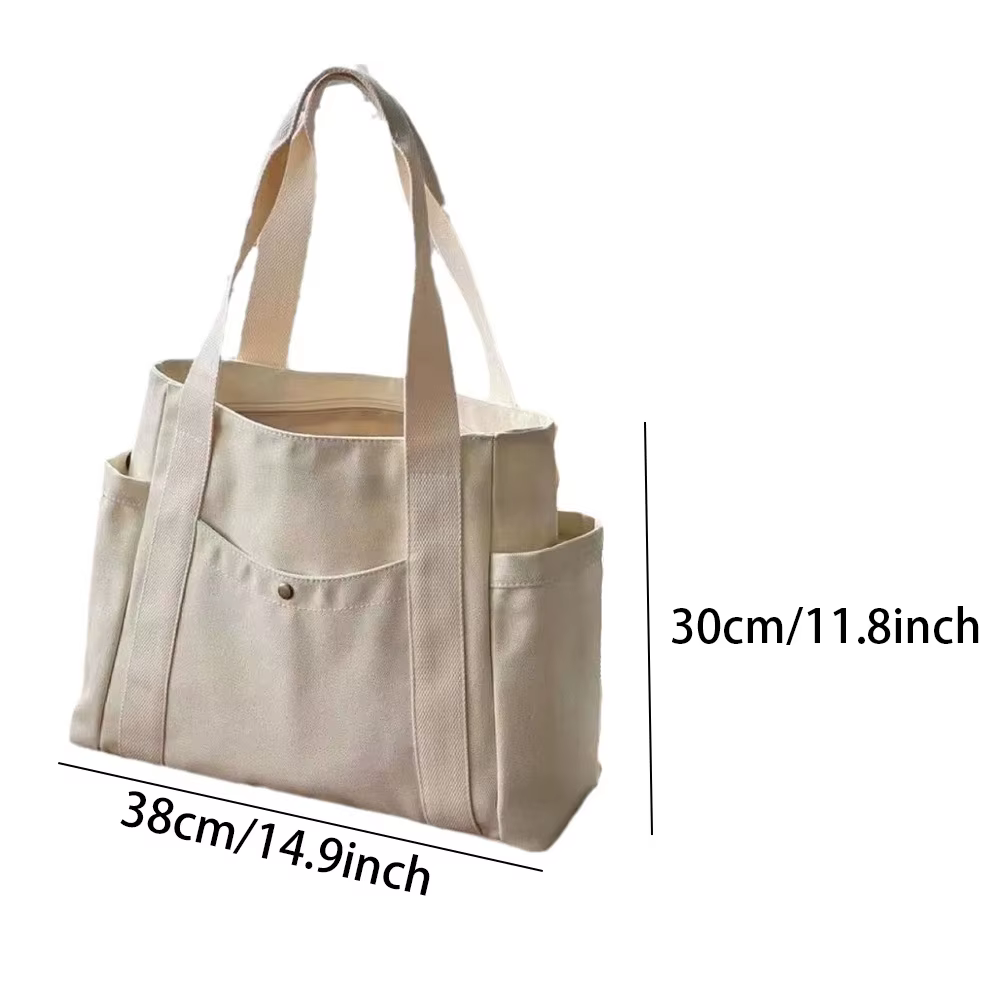 Large Capacity Canvas Tote Bags for Work Commuting Carrying Bag College Style Student Outfit Book Shoulder Bag Shopping - view 6