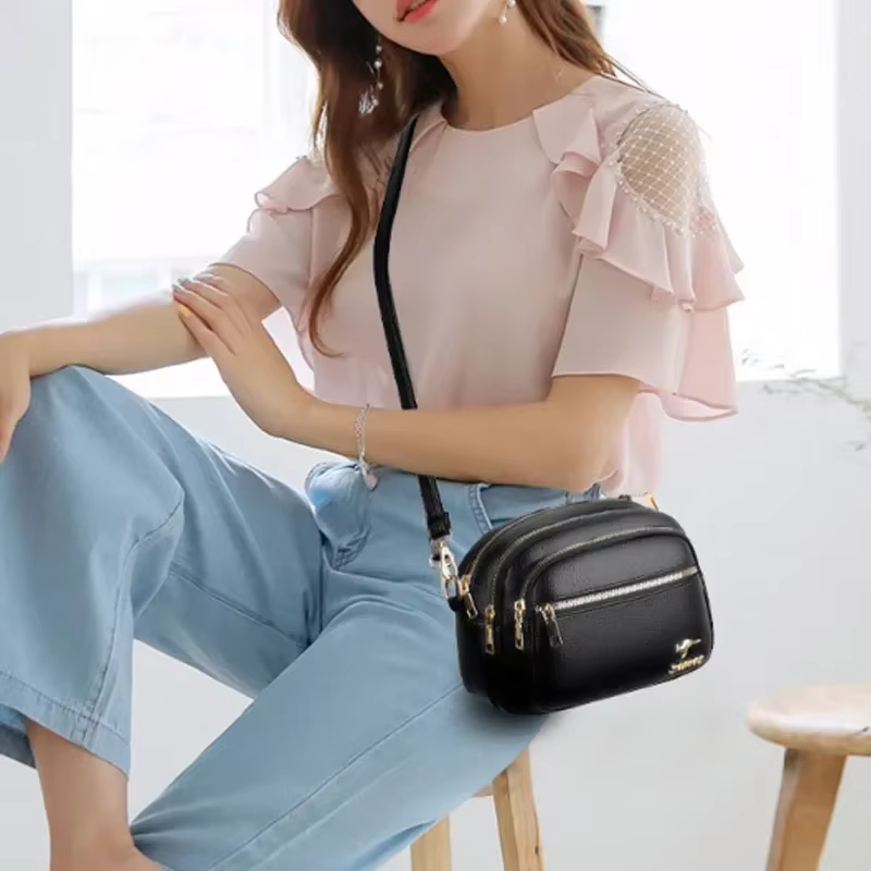 High Quality Soft Leather Purse Fashion Women Shoulder Messenger Bag Multi-pocket Wear-resistant Bag Luxury Ladies - view 4