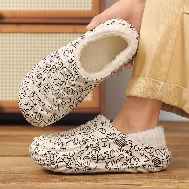 Men's Slippers Shoes for Men Unisex Warm Non-Slip Wear-resistant Thick Bottom Waterproof Add Cotton Heel Covering - view 6