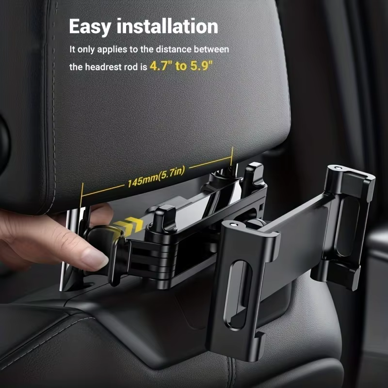Car Tablet Holder, Headrest Mount Adjustable Stand Cradle Compatible With 5" To 12.9" Cell Phones And Tablets - view 5