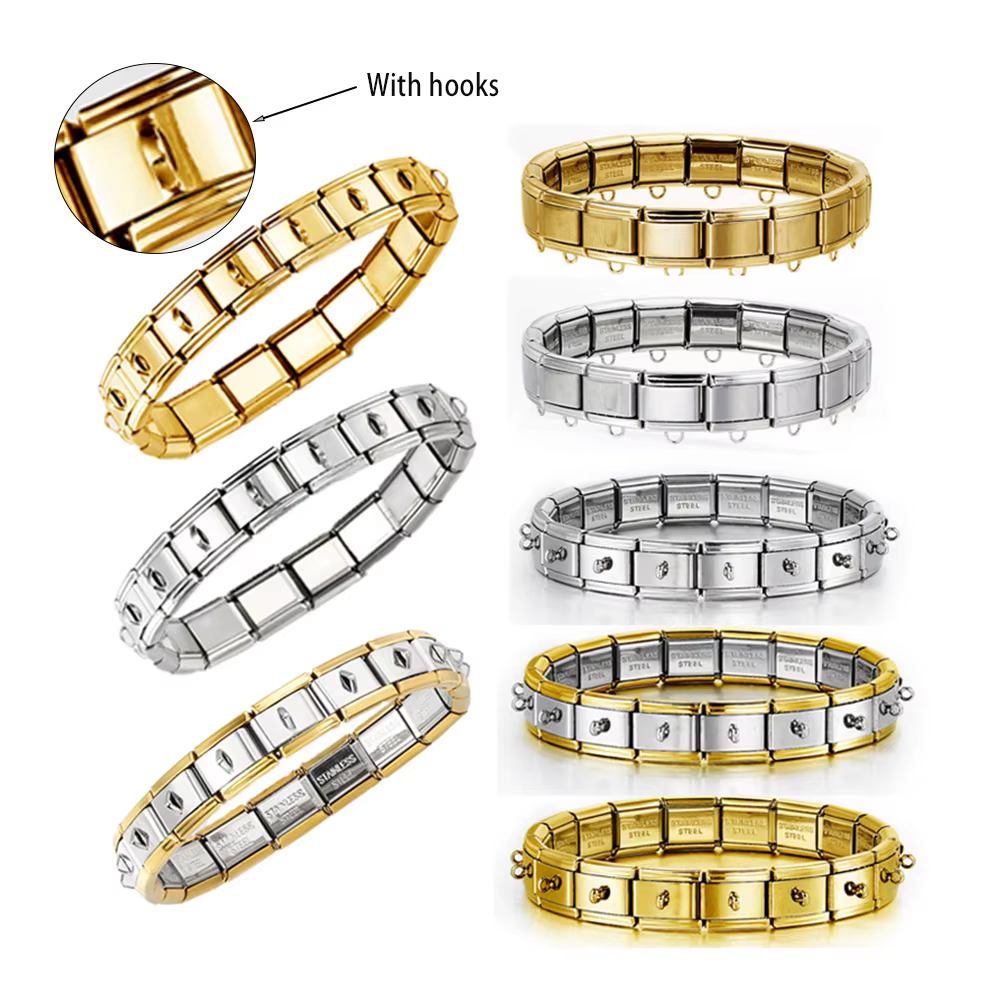 Italian Charm Bracelets For Woman Men Daily Party Holiday Gift Stainless Steel Bangle on Hand Colorful DIY Making - view 6