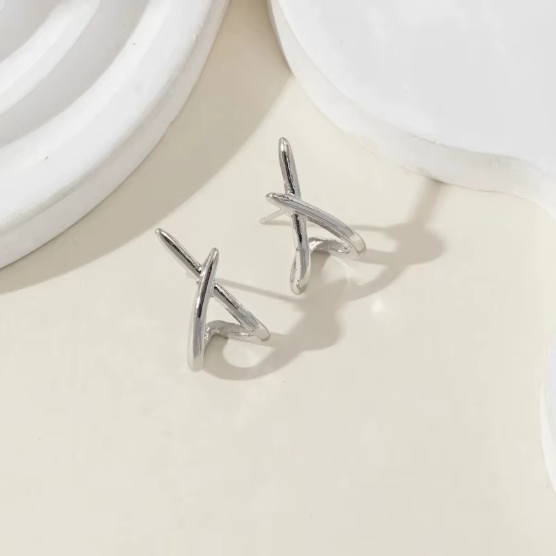 Stainless Steel Cross Stud Earrings for Women Girls Trendy Dainty Simple Minimalist Accessories Party Fashion Jewelry - view 5