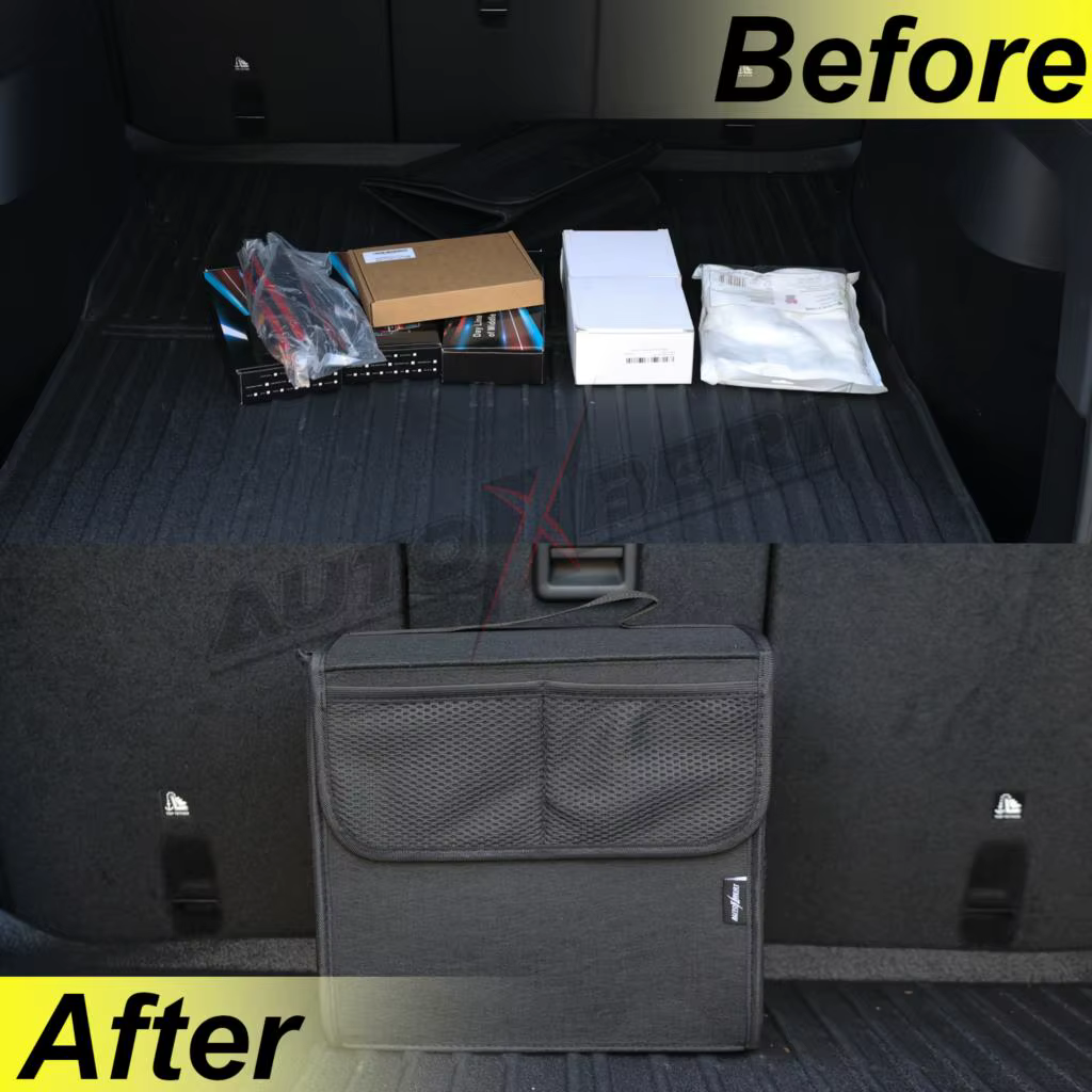Car Trunk Organizer Felt Boot Organiser Storage Bag Box Portable Handbag Cargo Tool Holder Mesh Net Pocket Collapsible - view 5