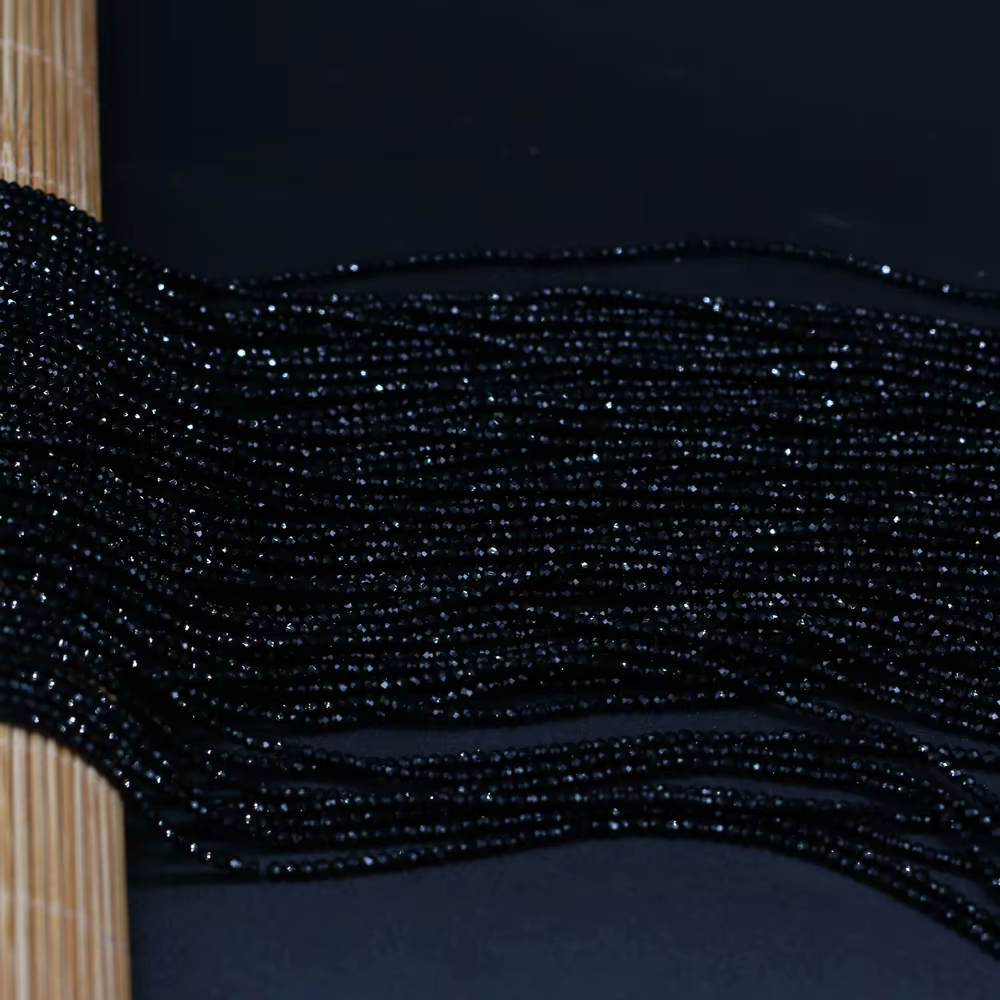 2mm Black Natural Semi-Precious Stone Spinel Loose Bead for Women Jewelry Making DIY Women Bracelet Necklace - view 2