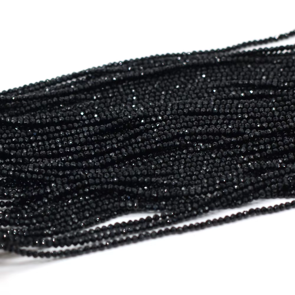 2mm Black Natural Semi-Precious Stone Spinel Loose Bead for Women Jewelry Making DIY Women Bracelet Necklace - view 5