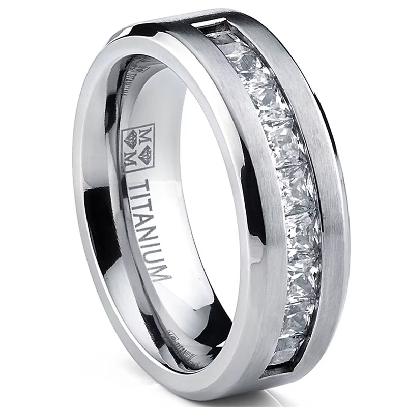 Hot Selling Silver Plated Stainless Steel Rings For Men Square Cubic Zircon Ring Jewelry Accessories Size 7-13 - view 3
