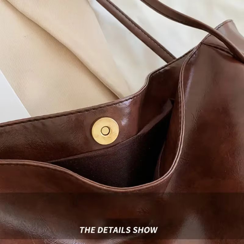 Women Tote Bag Fashion Underarm Pouch Large Capacity Soft Pu Leather Shoulder Bag Retro Crossbody Bag Casual Portable - view 5