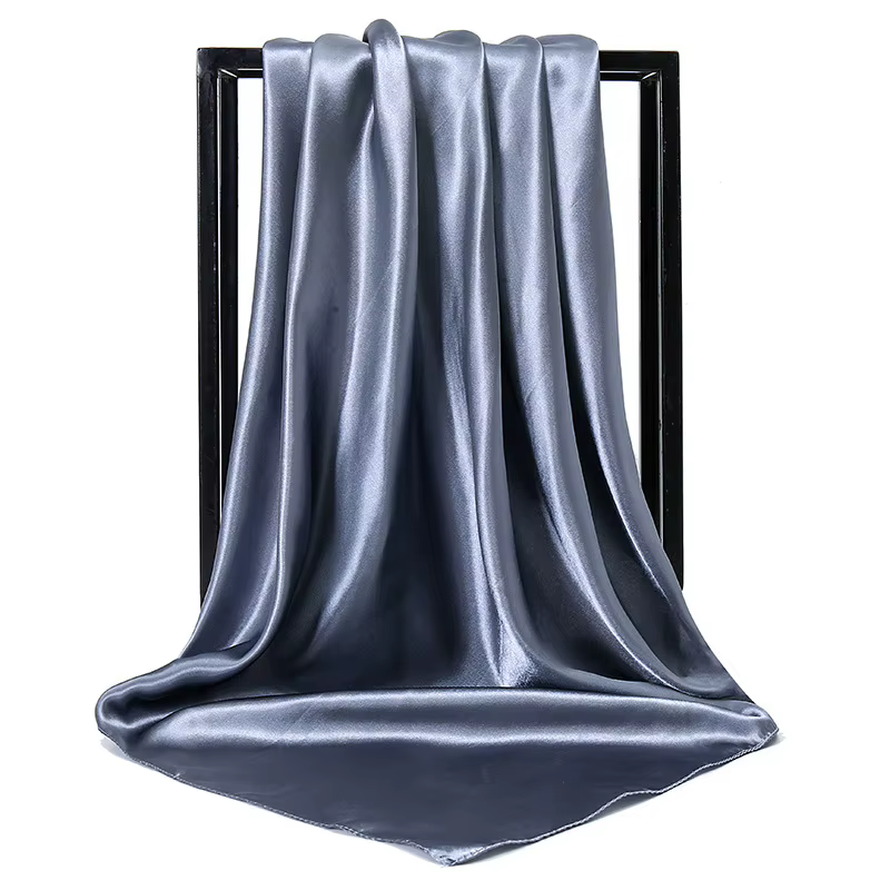 Luxury Brand Silk Scarf Women Satin Solid color Hijab Scarves Muslim Pareo Bandana Female Shawl Wrap Headband Foulard - view 3