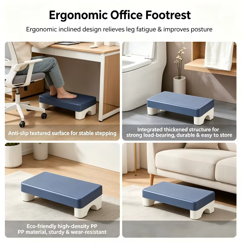 Ergonomic PP Footrest Under Desk Foot Stool Comfortable Space-Saving Foot Rest for Office Work Study Sofa Home - view 6