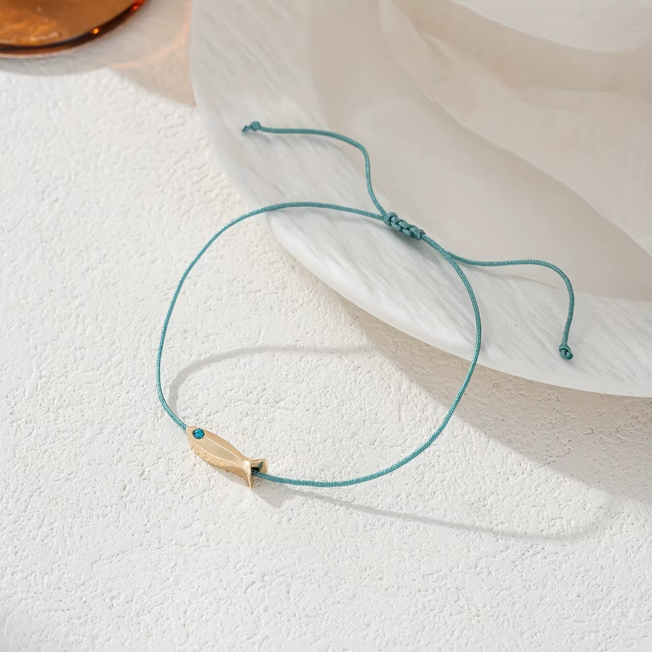 Cute Blue Fish Anklets Women Girls Bohemian Style Gold Color Animal Handmade Red Rope Adjustable Foot Chain Jewelry - view 5